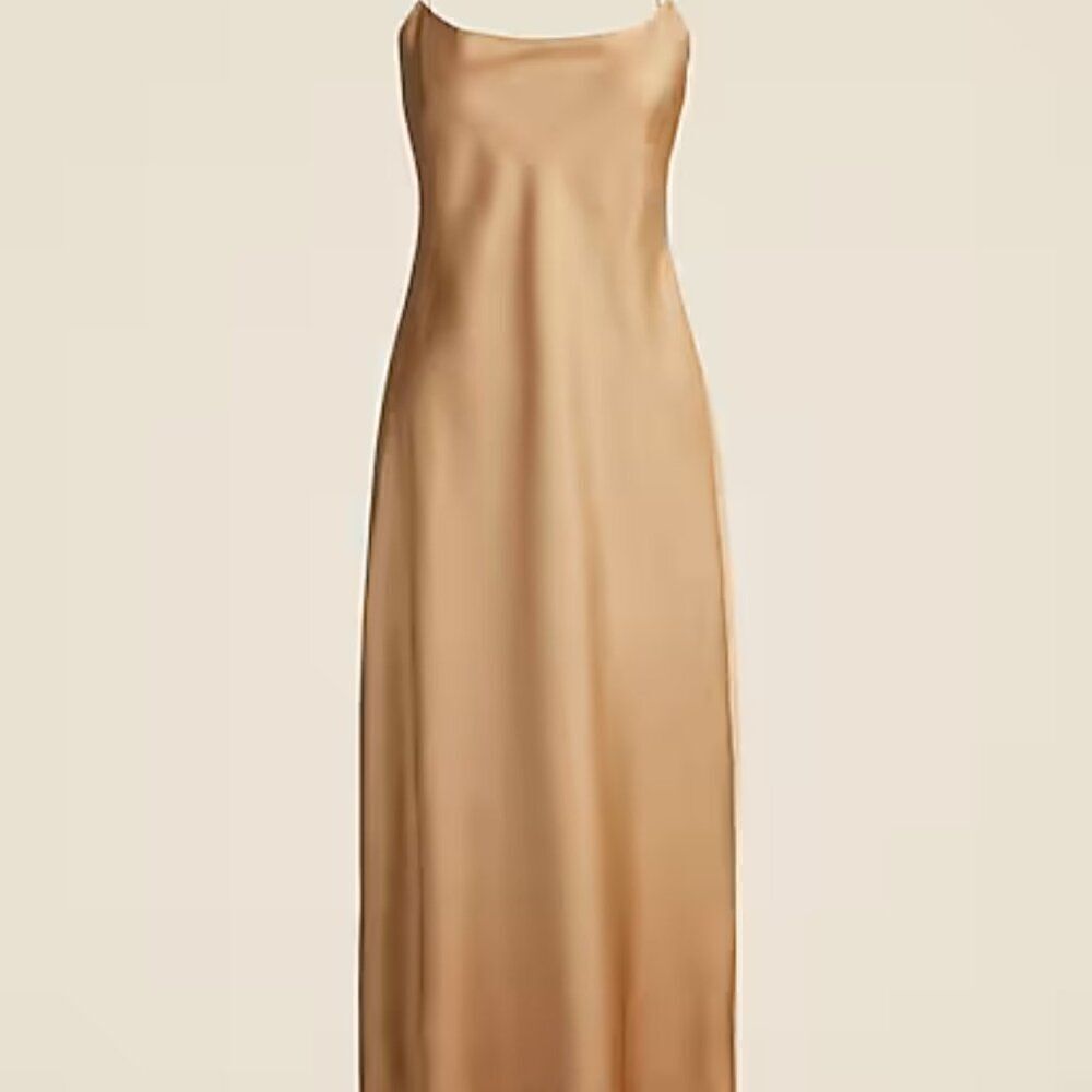 J. Crew Gwyneth slip dress in luster charmeuse camel NWT - Picture 5 of 10